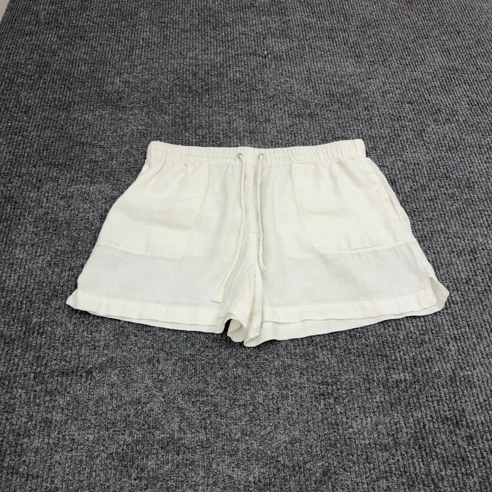 Witchery Shorts Womens 12 White Linen Drawstring Elastic Waist Casual Summer